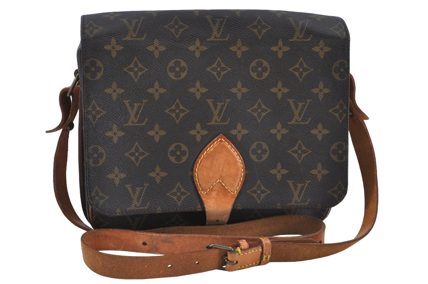 Authentic Louis Vuitton Monogram Cartouchiere GM M51252 Shoulder Cross Bag K8663