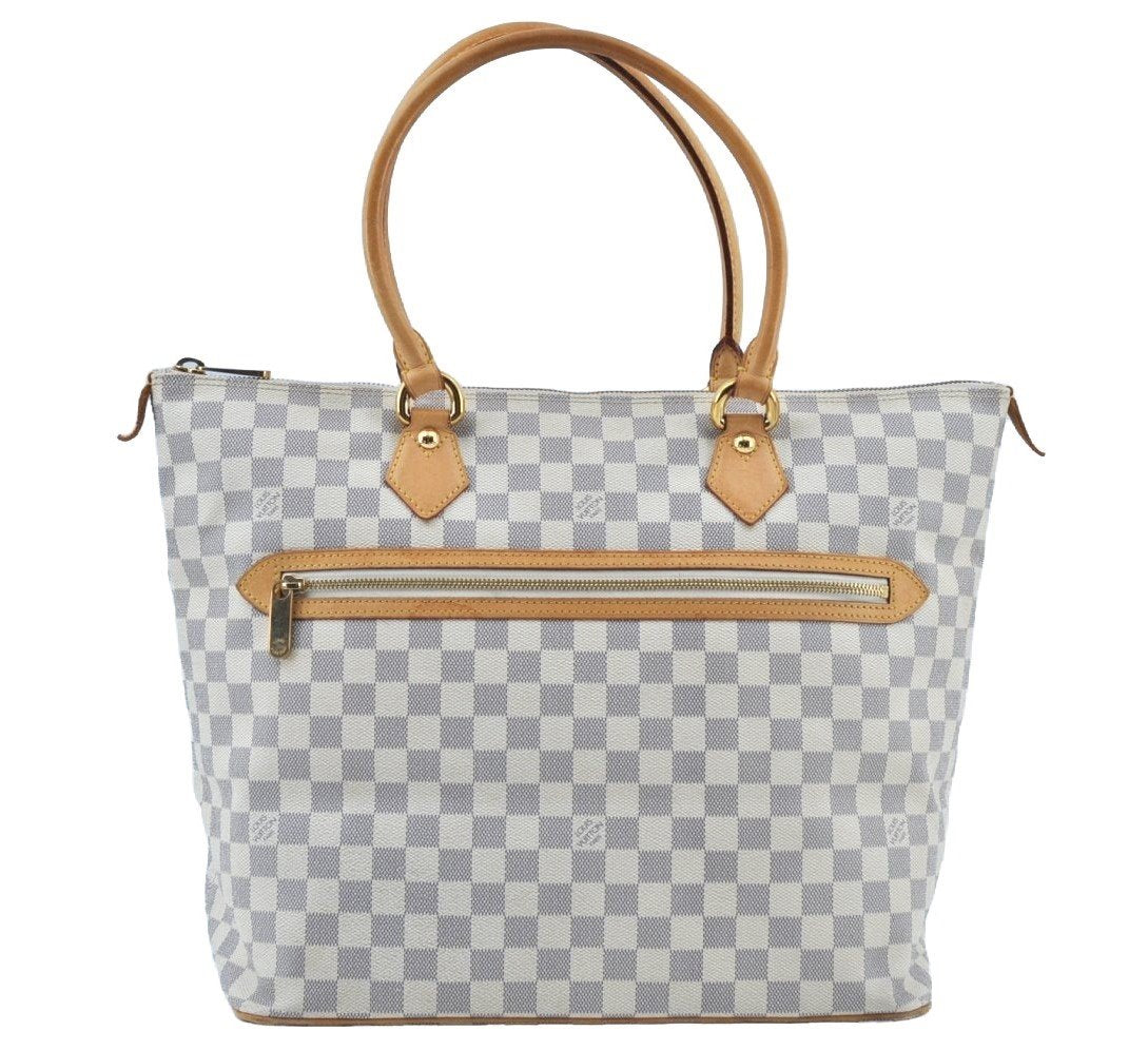 Authentic Louis Vuitton Damier Azur Saleya GM Shoulder Tote Bag N51184 LV K8669