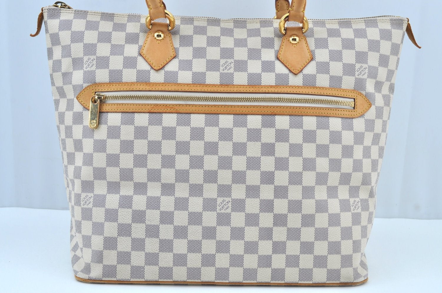 Authentic Louis Vuitton Damier Azur Saleya GM Shoulder Tote Bag N51184 LV K8669
