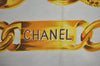 Authentic CHANEL Scarf Chain Motif CC Logo Silk Beige K8670