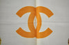 Authentic CHANEL Scarf Chain Motif CC Logo Silk Beige K8670