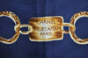 Authentic CHANEL Scarf Chain Motif CC Logo Silk Blue K8671