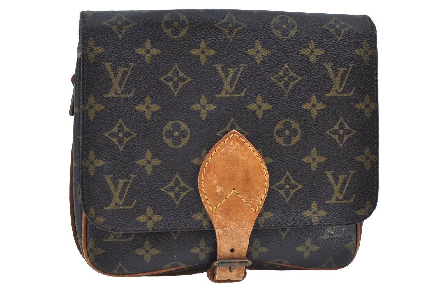 Authentic Louis Vuitton Monogram Cartouchiere MM M51253 Shoulder Bag Junk K8675