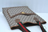 Authentic GUCCI Web Sherry Line GG Plus PVC Leather Tote Bag Brown K8681