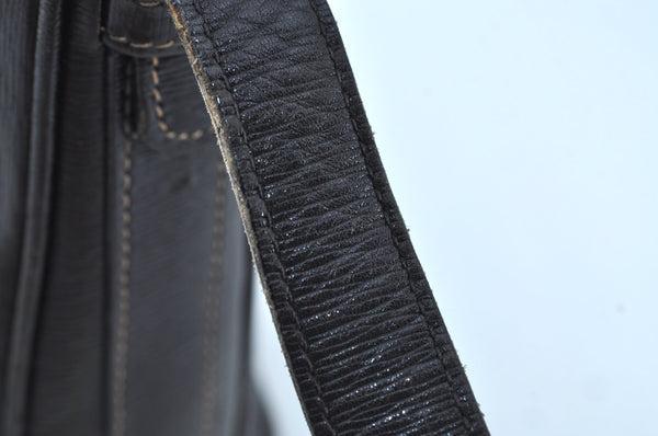 Authentic BALLY Leather Drawstring Shoulder Cross Body Bag Purse Black K8716