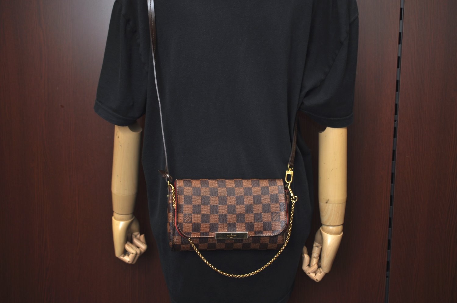 Authentic Louis Vuitton Damier Favorite PM 2Way Shoulder Bag N41276 LV Box K8717