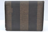 Auth FENDI Zucca Pequin Wallet Key Case Canvas PVC Leather Brown 2Set K8726