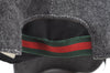 Authentic GUCCI Web Sherry Line Cap Wool Size L Gray K8727