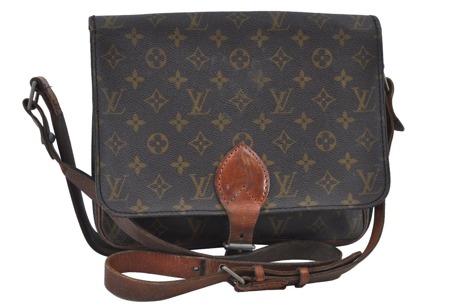 Authentic Louis Vuitton Monogram Cartouchiere GM Shoulder Bag Old Model K8753