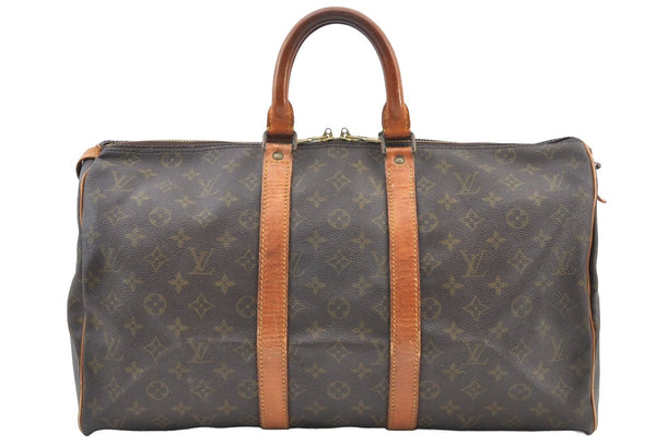 Authentic Louis Vuitton Monogram Keepall 45 Travel Boston Bag Old Model LV K8759