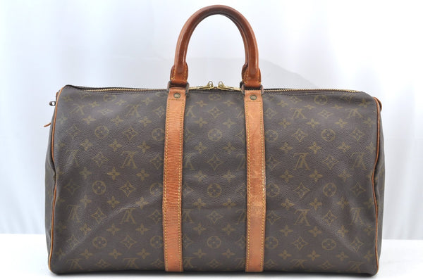 Authentic Louis Vuitton Monogram Keepall 45 Travel Boston Bag Old Model LV K8759