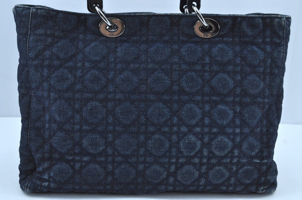 Authentic Christian Dior Lady Dior Cannage Denim 2Way Hand Bag Blue K8801