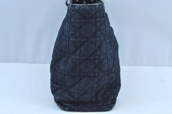 Authentic Christian Dior Lady Dior Cannage Denim 2Way Hand Bag Blue K8801