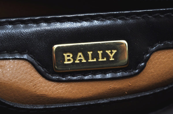 Authentic BALLY Vintage Leather Clutch Hand Bag Purse Black K8804