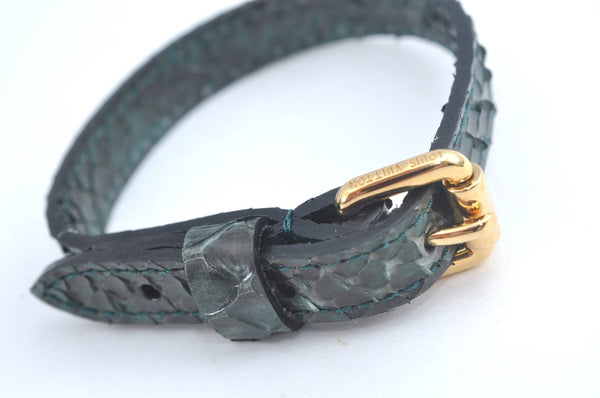 Authentic Louis Vuitton Bracelet Leather Gold Tone Green LV K8815