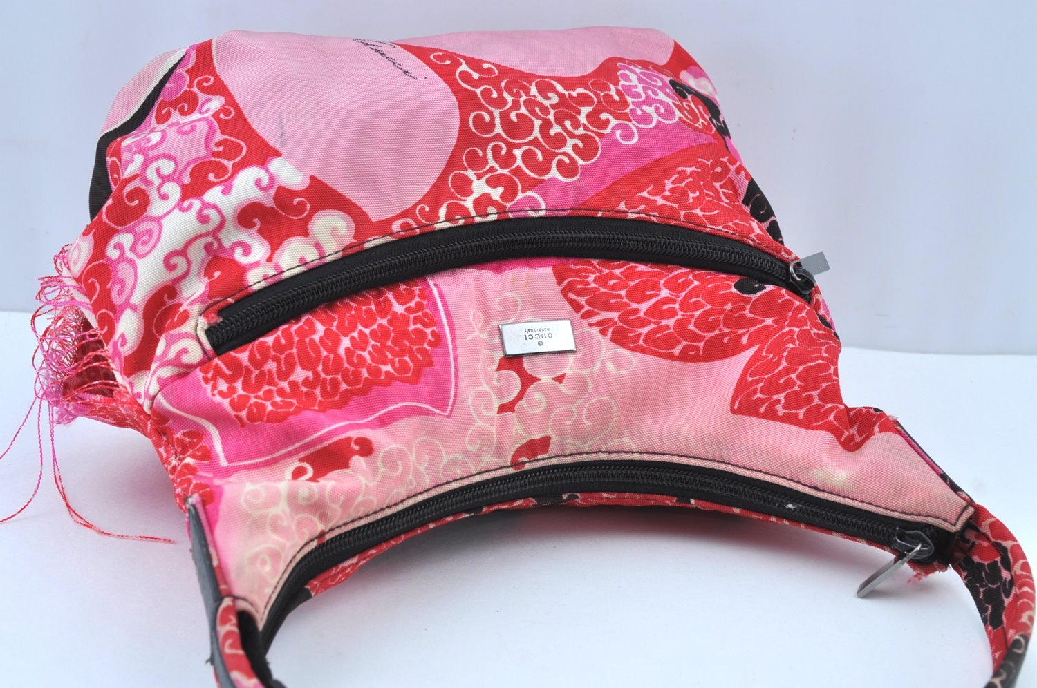 Authentic GUCCI Shoulder Hand Bag Purse Nylon Leather Pink Junk K8861