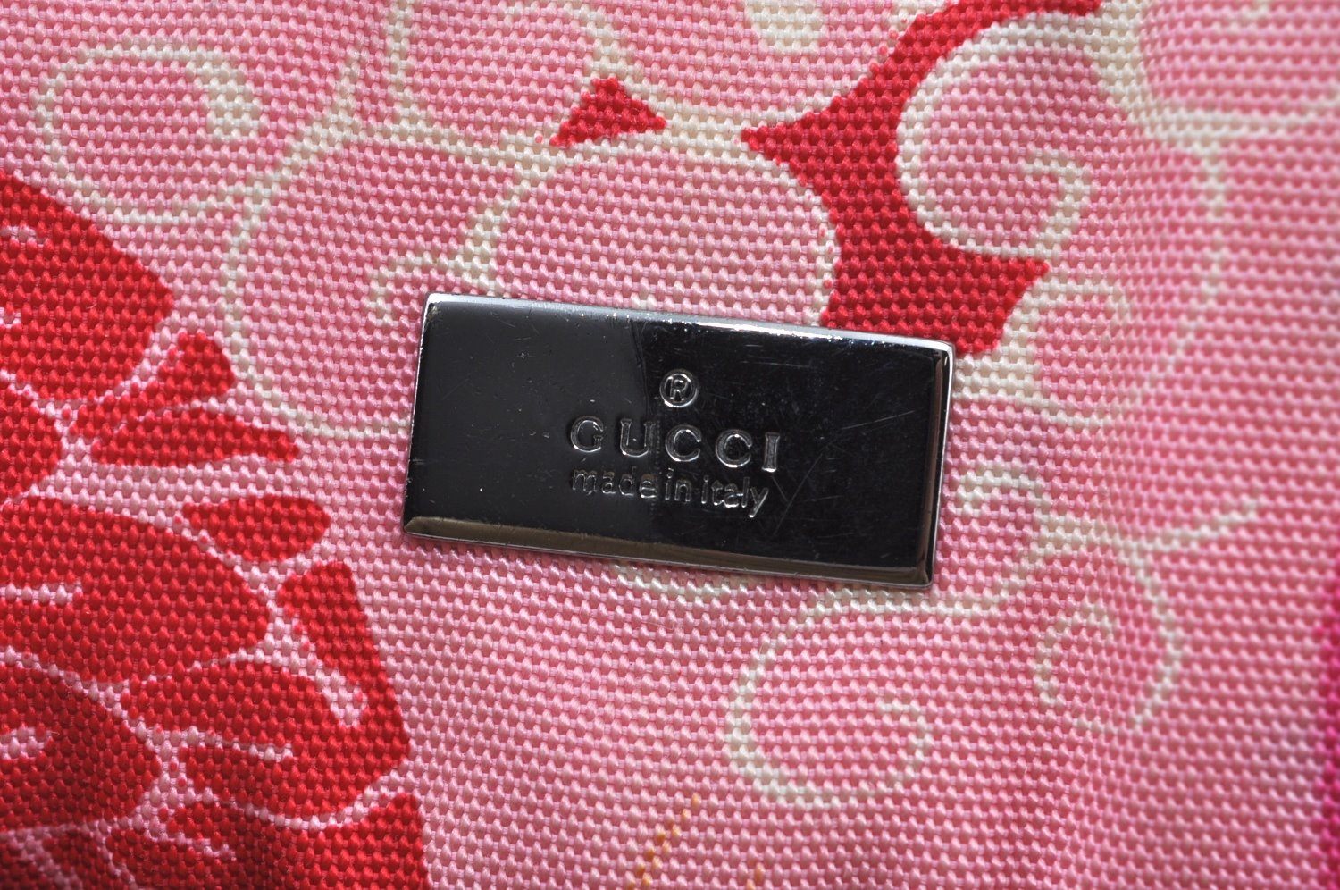 Authentic GUCCI Shoulder Hand Bag Purse Nylon Leather Pink Junk K8861