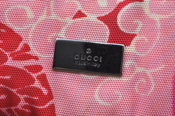 Authentic GUCCI Shoulder Hand Bag Purse Nylon Leather Pink Junk K8861