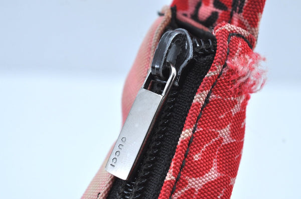 Authentic GUCCI Shoulder Hand Bag Purse Nylon Leather Pink Junk K8861