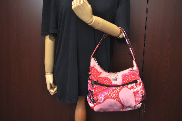 Authentic GUCCI Shoulder Hand Bag Purse Nylon Leather Pink Junk K8861