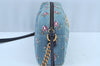 Authentic GUCCI GG Marmont Chain Shoulder Cross Body Bag Denim 447632 Blue K8880
