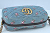 Authentic GUCCI GG Marmont Chain Shoulder Cross Body Bag Denim 447632 Blue K8880