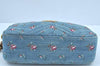 Authentic GUCCI GG Marmont Chain Shoulder Cross Body Bag Denim 447632 Blue K8880