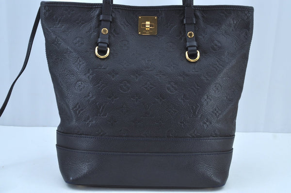 Auth Louis Vuitton Monogram Empreinte Citadine PM Tote Bag Navy M40517 LV K8888