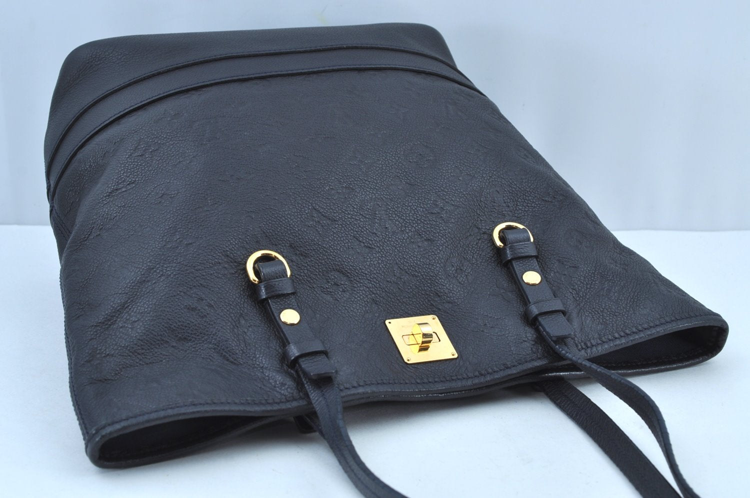 Auth Louis Vuitton Monogram Empreinte Citadine PM Tote Bag Navy M40517 LV K8888