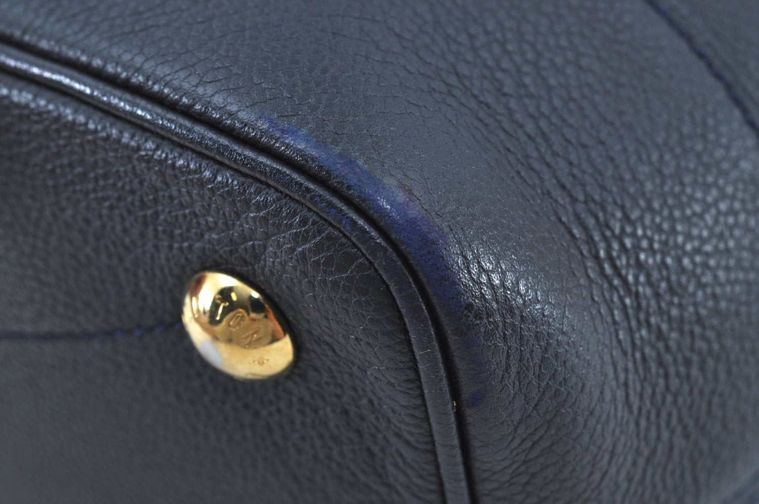 Auth Louis Vuitton Monogram Empreinte Citadine PM Tote Bag Navy M40517 LV K8888