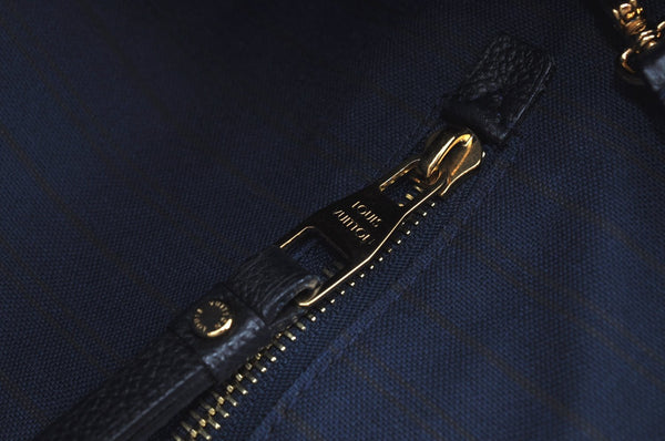 Auth Louis Vuitton Monogram Empreinte Citadine PM Tote Bag Navy M40517 LV K8888