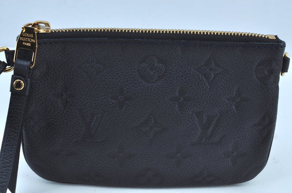 Auth Louis Vuitton Monogram Empreinte Citadine PM Tote Bag Navy M40517 LV K8888