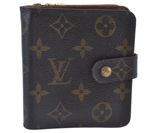 Authentic Louis Vuitton Monogram Compact Zip Bifold Wallet Purse M61667 LV K8890