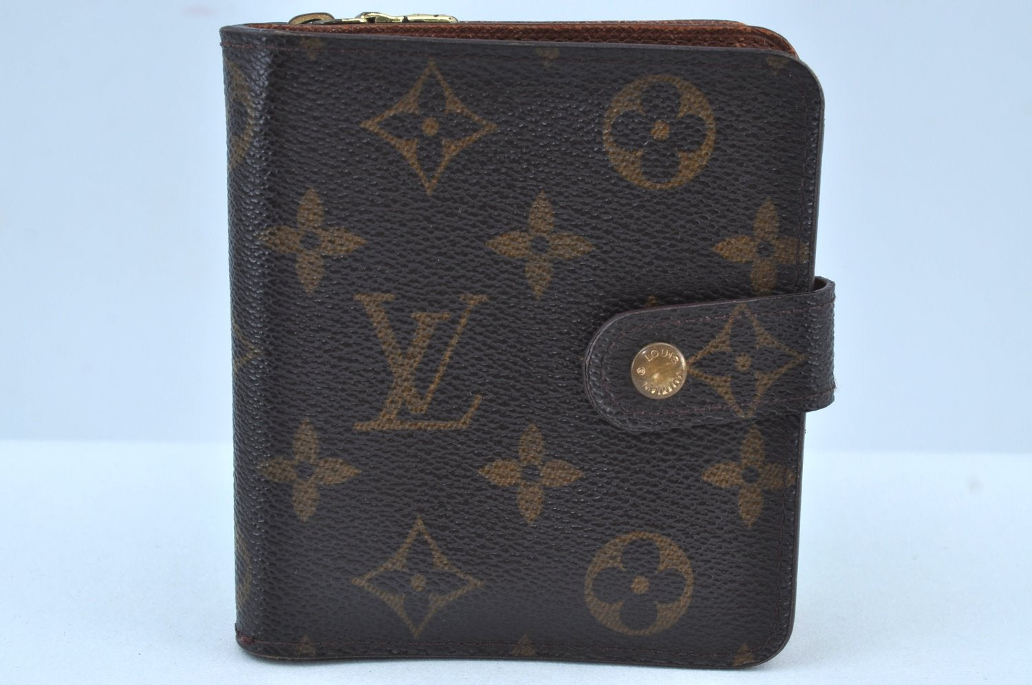 Authentic Louis Vuitton Monogram Compact Zip Bifold Wallet Purse M61667 LV K8890