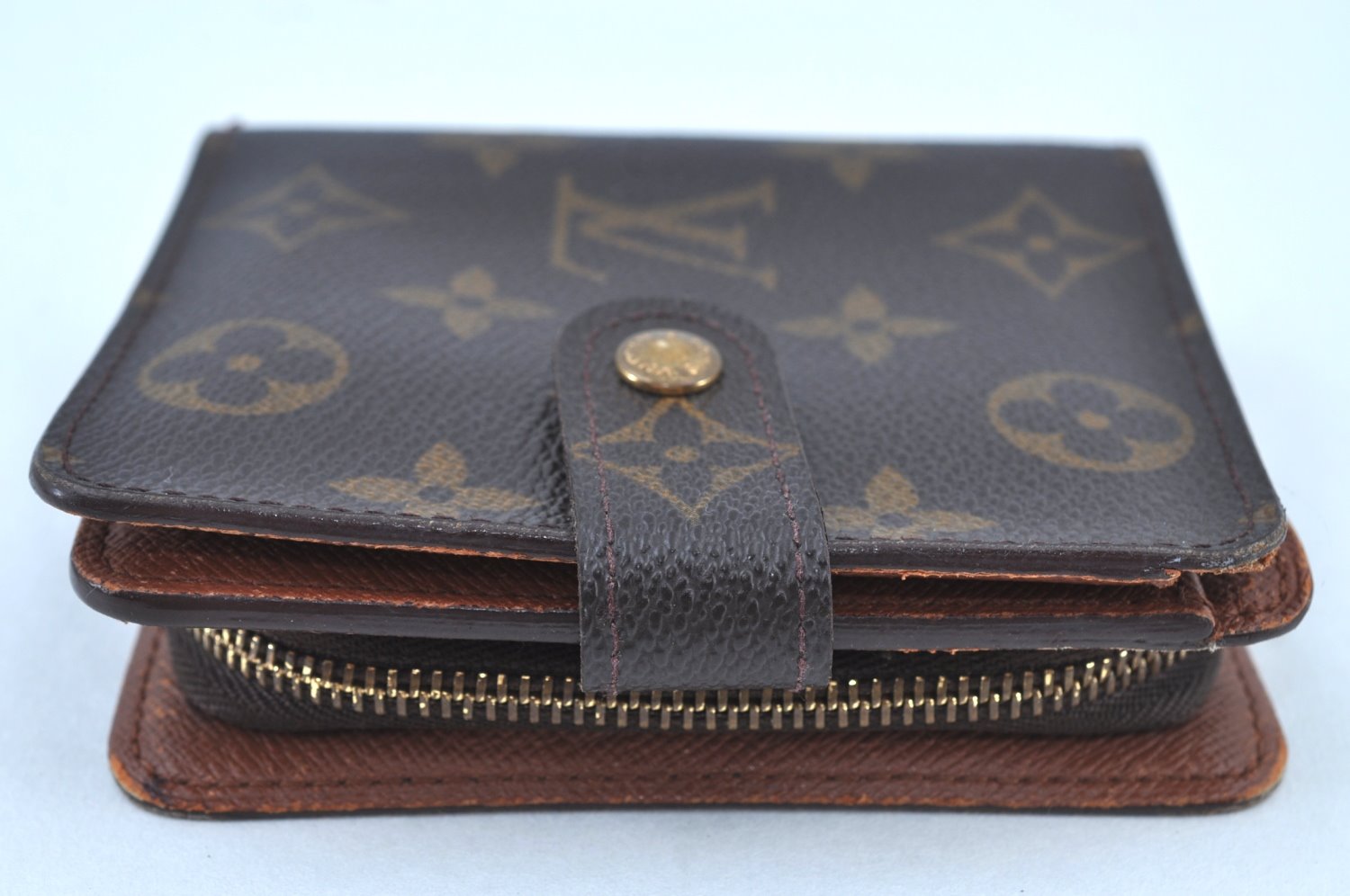 Authentic Louis Vuitton Monogram Compact Zip Bifold Wallet Purse M61667 LV K8890