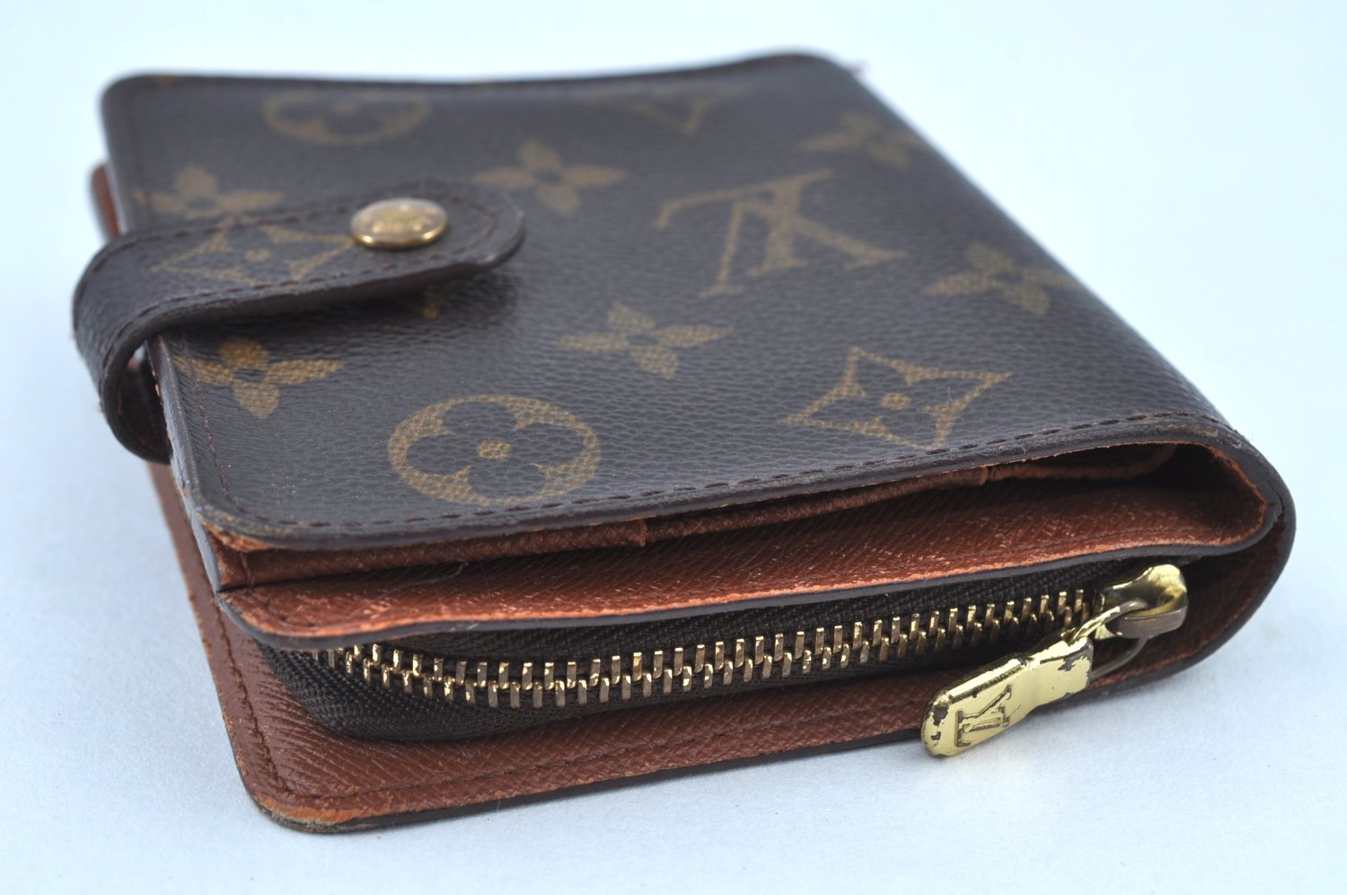 Authentic Louis Vuitton Monogram Compact Zip Bifold Wallet Purse M61667 LV K8890