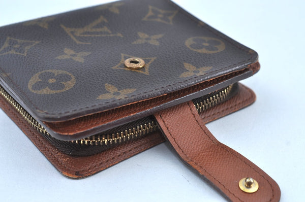 Authentic Louis Vuitton Monogram Compact Zip Bifold Wallet Purse M61667 LV K8890