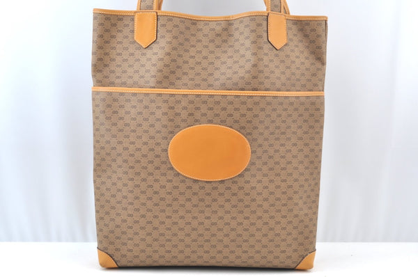 Authentic GUCCI Micro GG PVC Leather ShoulderTote Bag Brown K8895