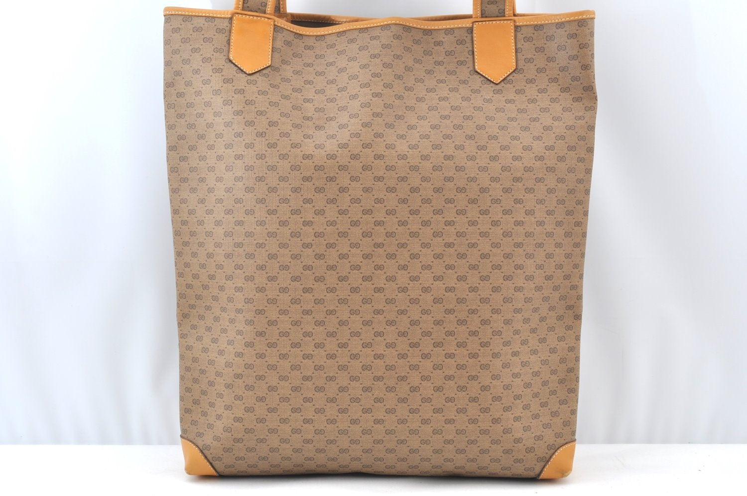 Authentic GUCCI Micro GG PVC Leather ShoulderTote Bag Brown K8895