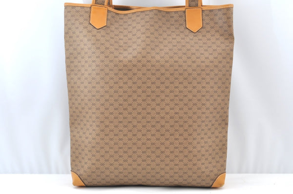 Authentic GUCCI Micro GG PVC Leather ShoulderTote Bag Brown K8895