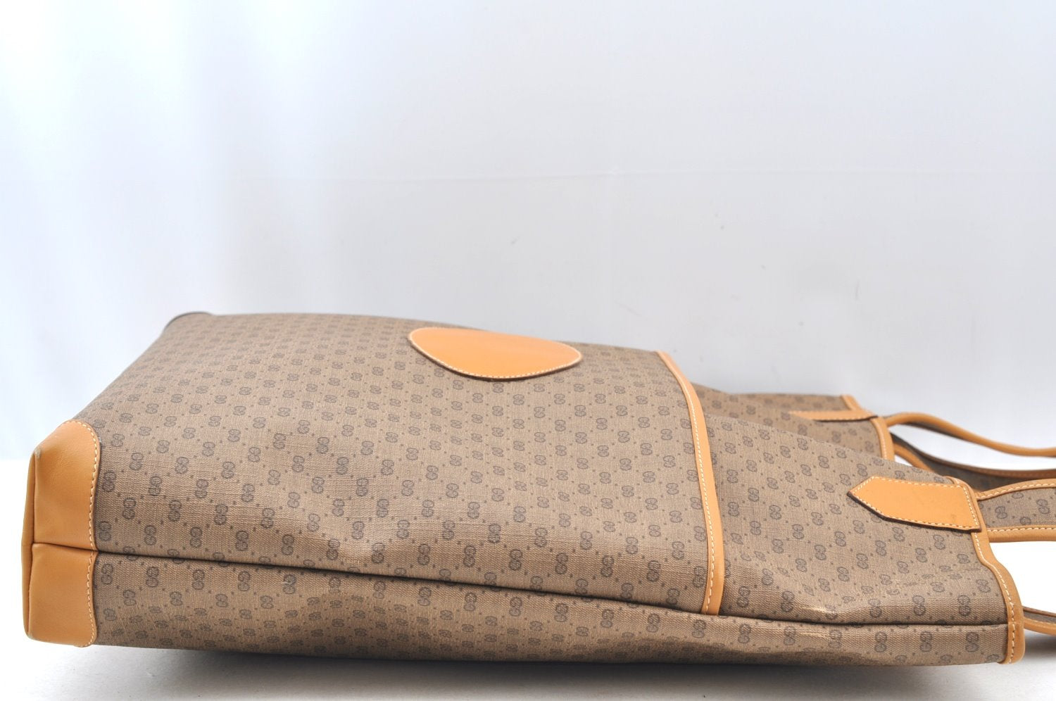 Authentic GUCCI Micro GG PVC Leather ShoulderTote Bag Brown K8895