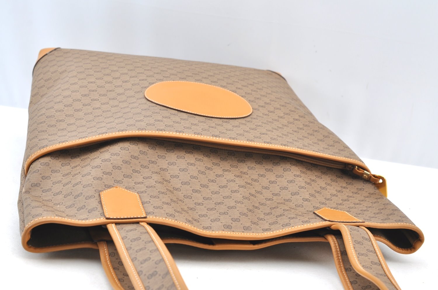 Authentic GUCCI Micro GG PVC Leather ShoulderTote Bag Brown K8895