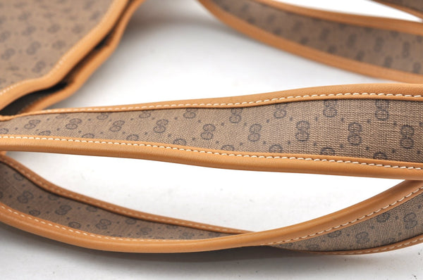 Authentic GUCCI Micro GG PVC Leather ShoulderTote Bag Brown K8895