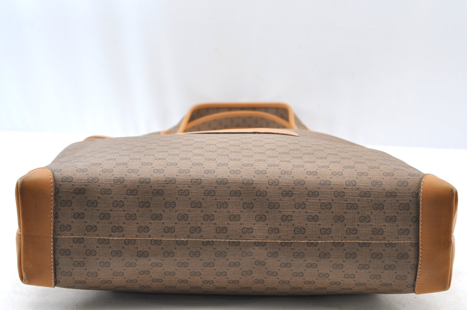 Authentic GUCCI Micro GG PVC Leather ShoulderTote Bag Brown K8895