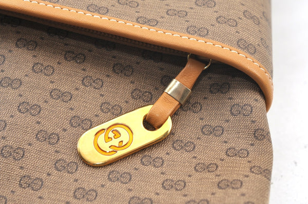 Authentic GUCCI Micro GG PVC Leather ShoulderTote Bag Brown K8895