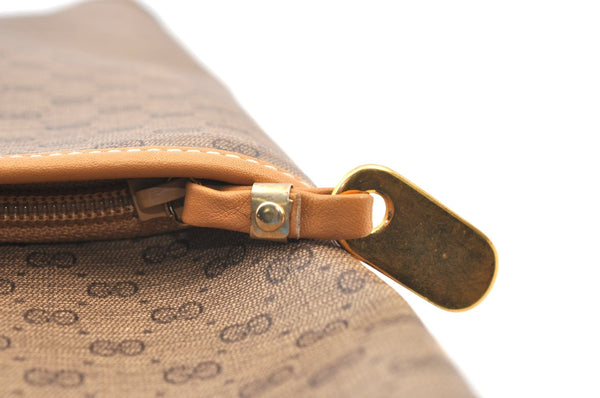 Authentic GUCCI Micro GG PVC Leather ShoulderTote Bag Brown K8895