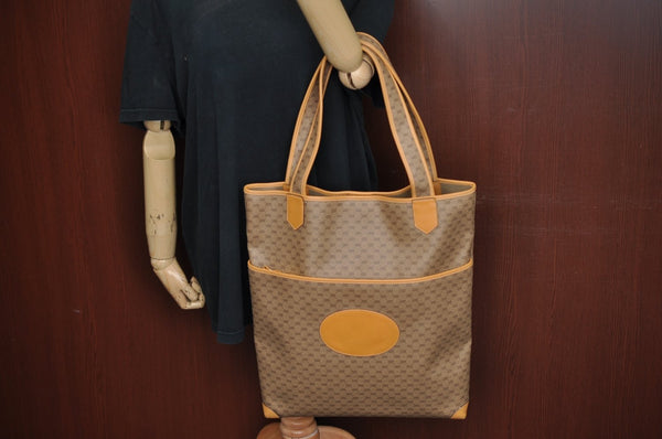 Authentic GUCCI Micro GG PVC Leather ShoulderTote Bag Brown K8895