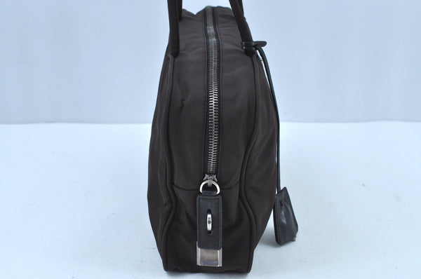 Authentic PRADA Nylon Tessuto Shoulder Hand Bag Brown K8903