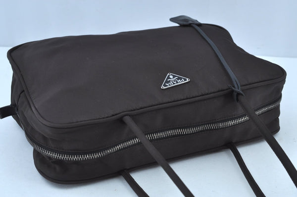 Authentic PRADA Nylon Tessuto Shoulder Hand Bag Brown K8903