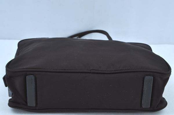 Authentic PRADA Nylon Tessuto Shoulder Hand Bag Brown K8903